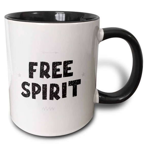 3drose, Black and White Free Spirit, 11oz Two-tone Black Mug