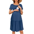 thumbnail image 1 of Vestido de maternidad y lactancia Ekouaer, verano, manga corta, gris y azul, 1 of 6