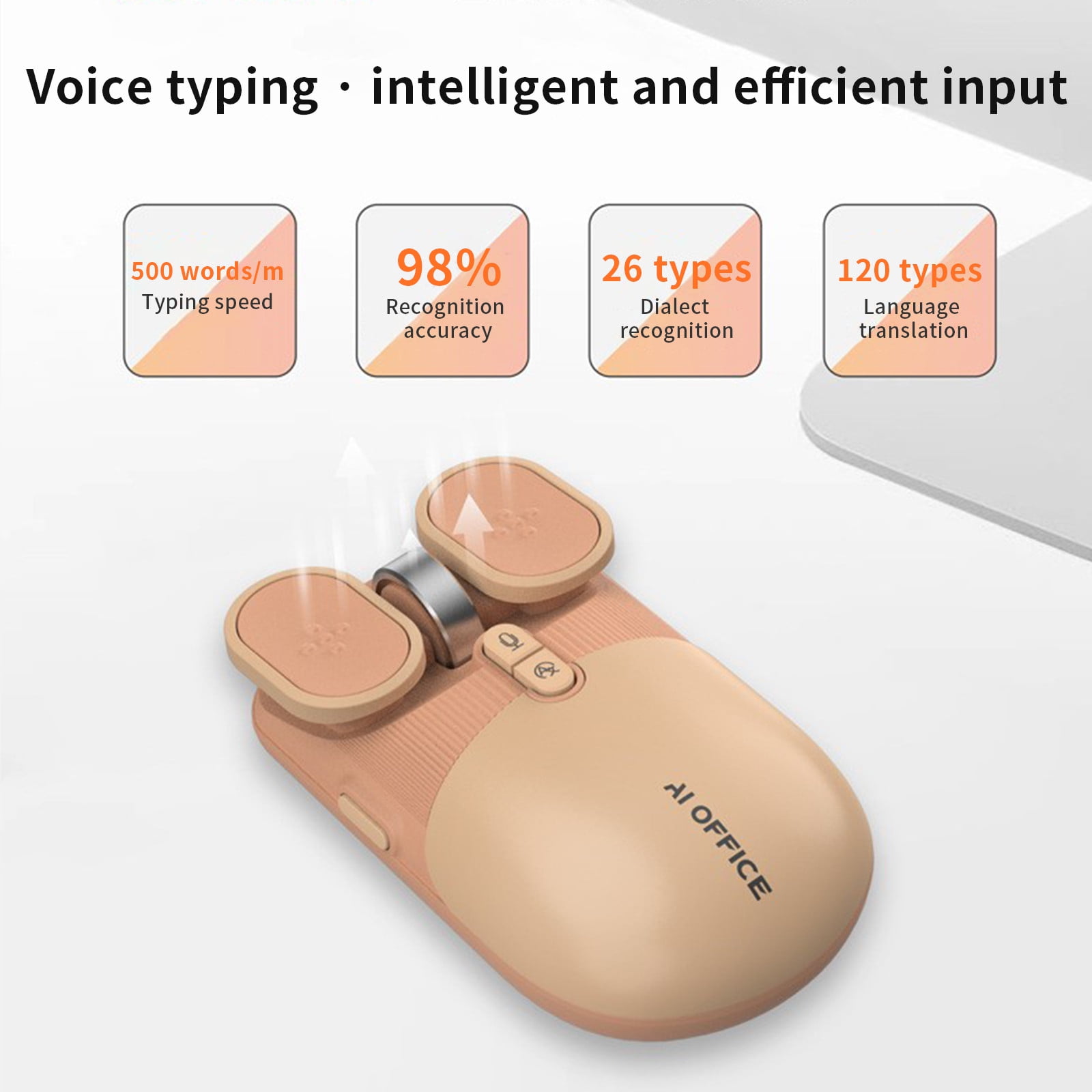 AI Voice Control Wireless Mouse with Multi-Language Translation and Macro Programming, Bluetooth 5.0 2.4G Dual Mode Rechargeable Mouse for Laptop PC