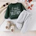 thumbnail image 2 of Gerichy Baby Boys Fall Winter Outfits, Toddler Baby Boy Girl Kids Boys Casual Long Sleeves little brother Letters Prints Sweatshirts Top Pants 2pcs Set Outfit Baby Boys Tops Pants Winter Sets, 2 of 6