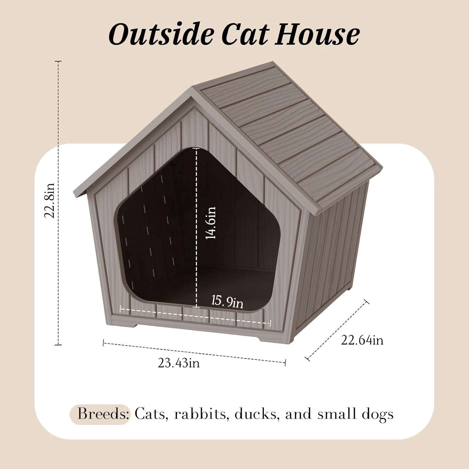 GMNIUOutdoor Cat House for Outside Indoor Use, Weatherproof Resin Outdoor Cat Shelter for Small, Medium, Large Cats, Easy Assembly(Gray)