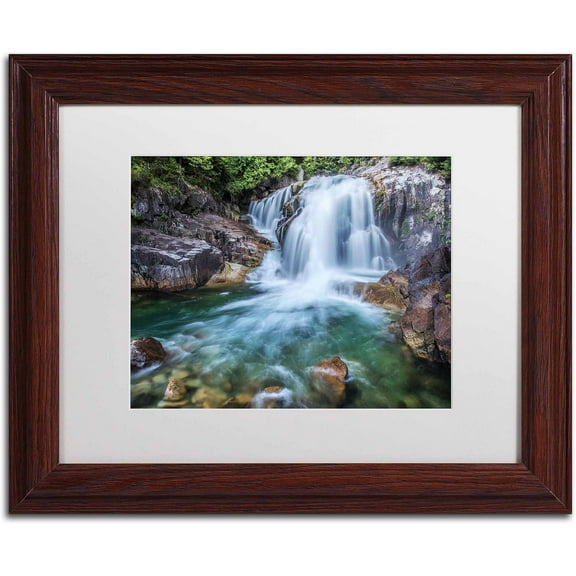 Trademark Fine Art "Golden Ears Falls" Canvas Art by Pierre Leclerc, White Matte/Wood Frame