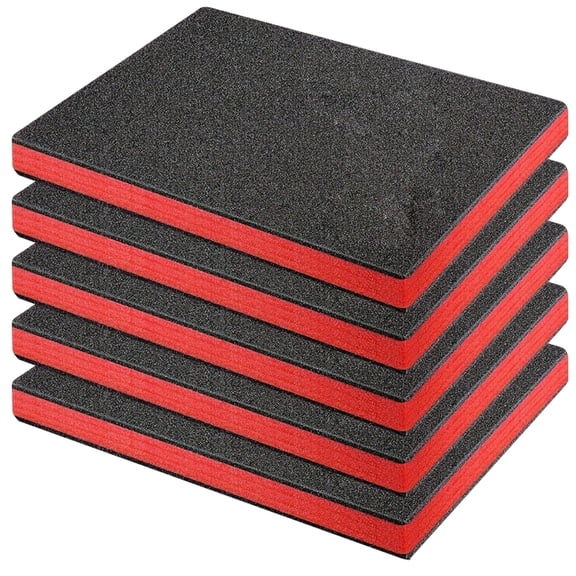 5 Pcs Toolbox Foam, Black Red High-Density EPE Foam Inserts, Customizable 5pcs Set, Tool Box Drawer Foam, Foam Inserts for Tool Box 15.8 x 11.8 x 1 in