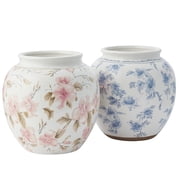 My Texas House 8 in Blue Floral Round Ceramic Vase