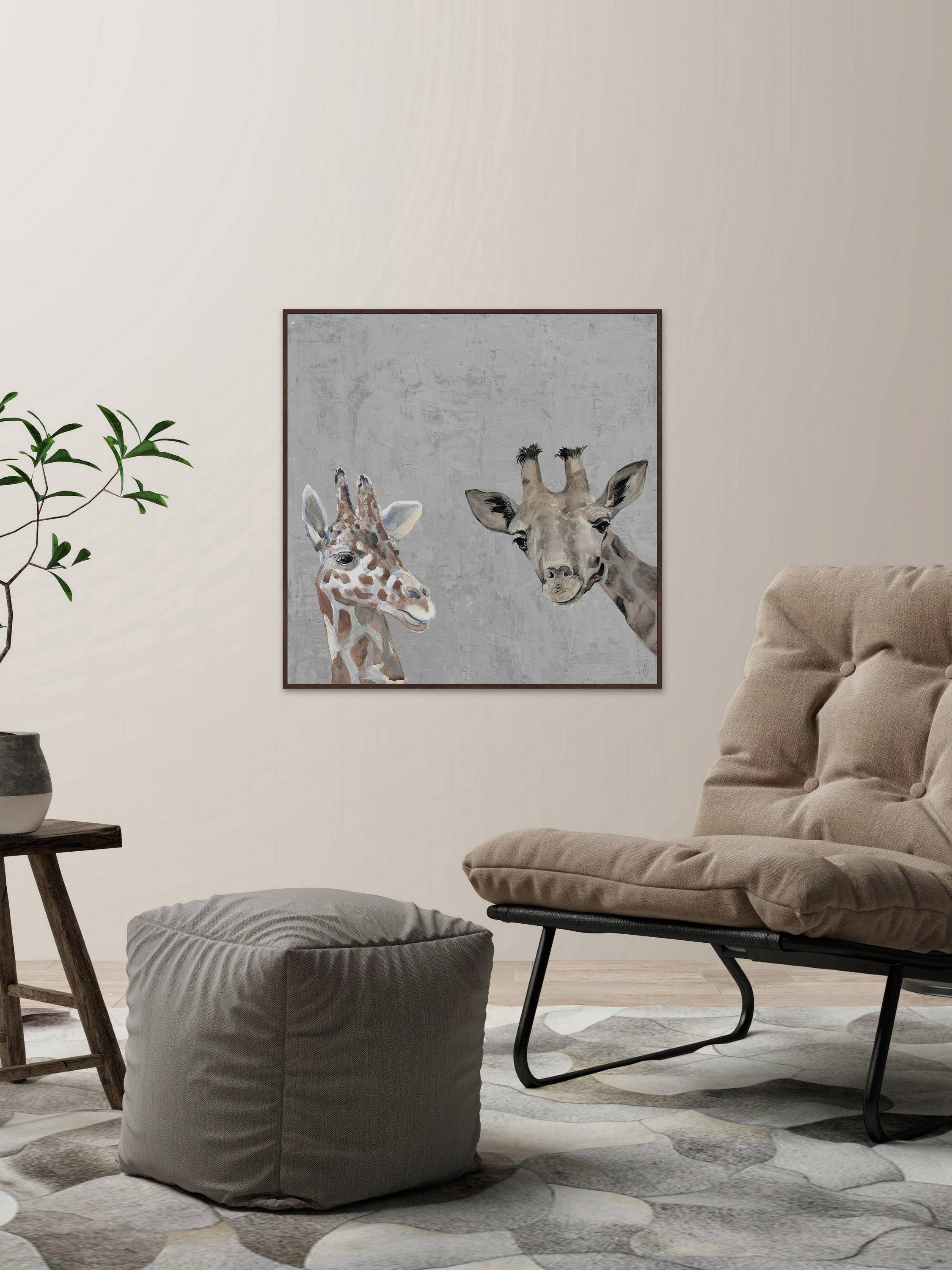 All About Giraffes Floater Framed Painting Print on Canvas