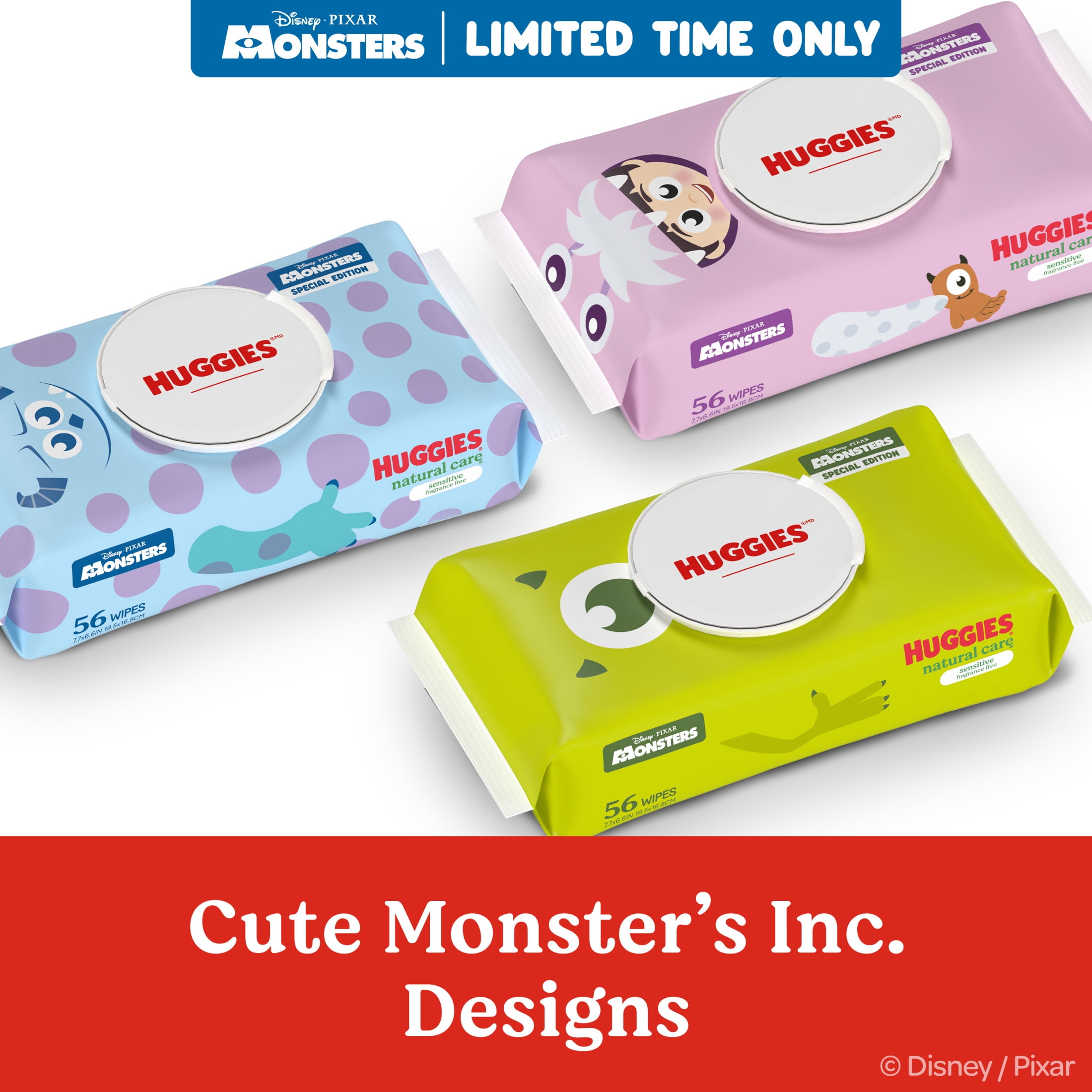 Huggies Natural Care Sensitive Little Monsters Edition Baby Wipes, 10 Pack, 560 Count