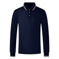 thumbnail image 4 of Adult Mens Polo Shirts Long Sleeve Button Polo Tees Basic Blue Men Summer Outfits, 4 of 6