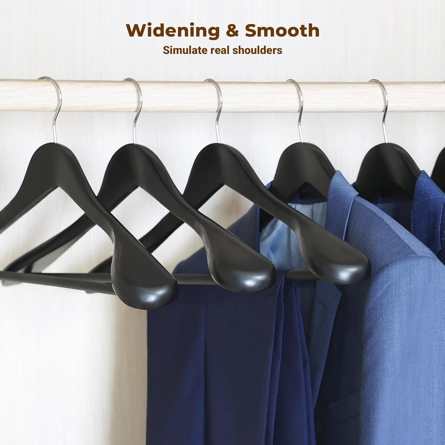 Coat Hanger 8-Pack,  Wood Hangers Trouser Hangers Extra Wide Shoulder Wooden Hangers for Heavy Coat, Sweater, Skirt, Suit, Pants, Retro Finish