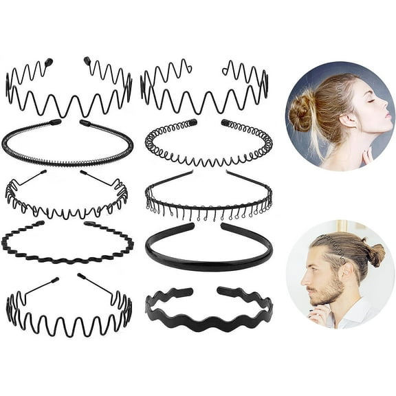 Mens Hair Band Sports Hair Bands For Men, Non-Slip Sports Fashion Headband, Metal Hair Band For Men, Hair Hoop For Outdoor Sports, Weddings And Daily Wear (10 Pieces)