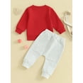 thumbnail image 5 of Musuos Baby 2Pcs Valentine’s Day Outfits Long Sleeve Letter Sweatshirt + Pocket Pants Set Toddler Clothes, 0-5 Years, 5 of 10