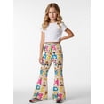 thumbnail image 2 of 5-6Y Girls Colored Flared Pants Digital Print Trousers Slim-Fit Wide Leg Flare for Spring Summer Autumn, 2 of 6