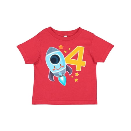 

Inktastic Rocket Space Ship Happy Fourth Birthday Gift Toddler Boy or Toddler Girl T-Shirt