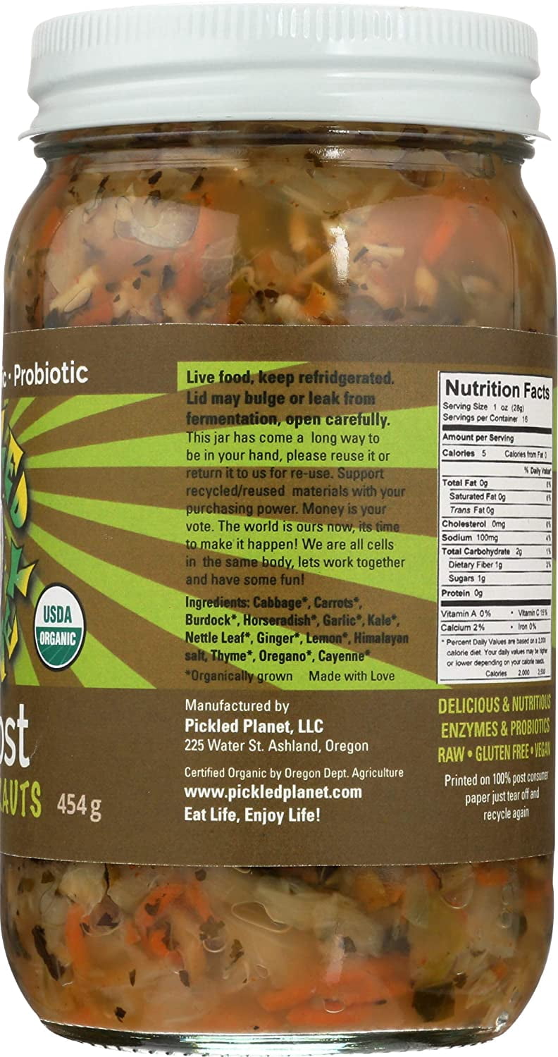Pickled Planet Organic I Boost Herbal Sauerkraut, 16 Ounce -- 6 per case.