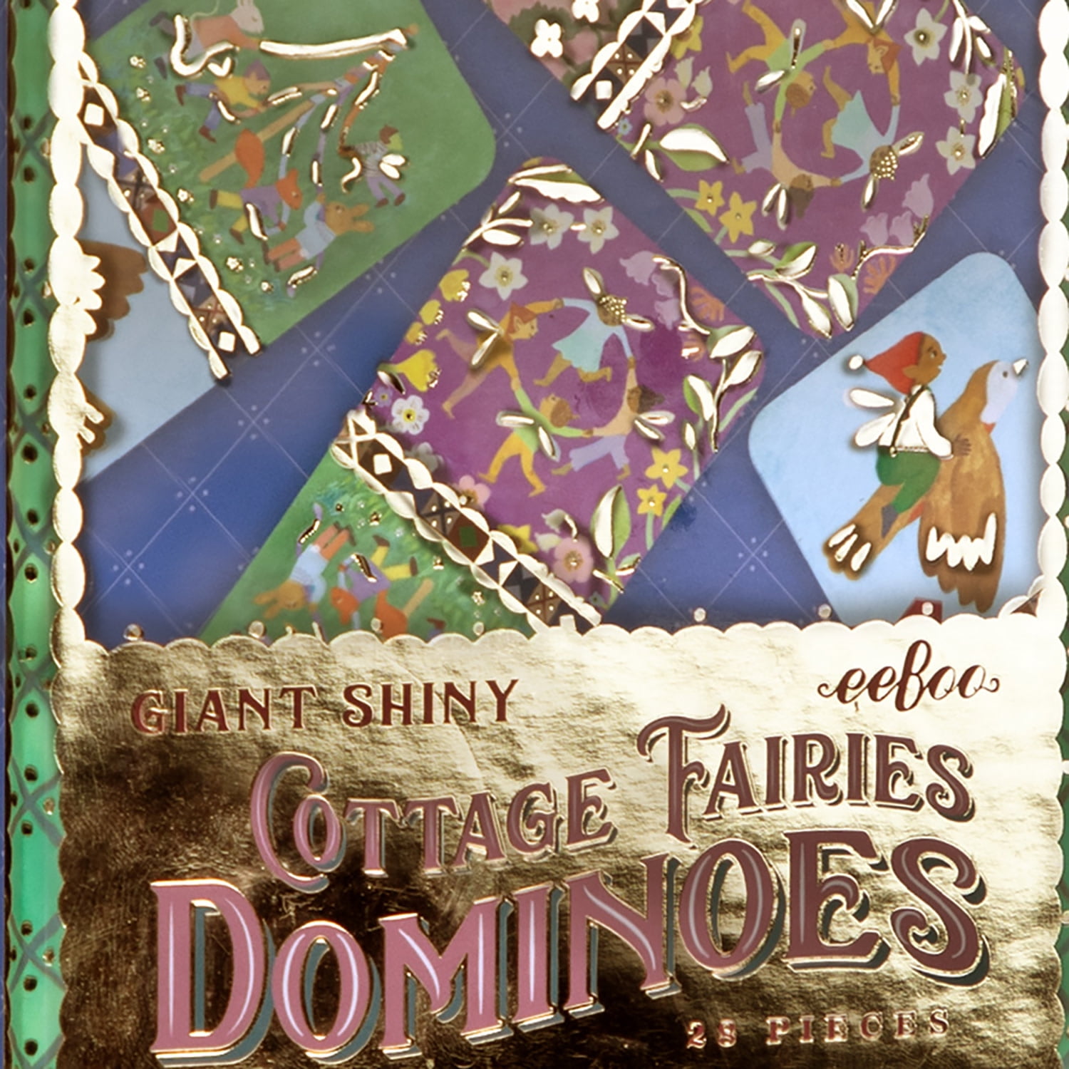 eeBoo Cottage Fairies Giant Shiny Dominoes, Ages 3+, For 2+ Players - Reinforces Matching, Counting, And Sequencing Skills Through Hands-On Play