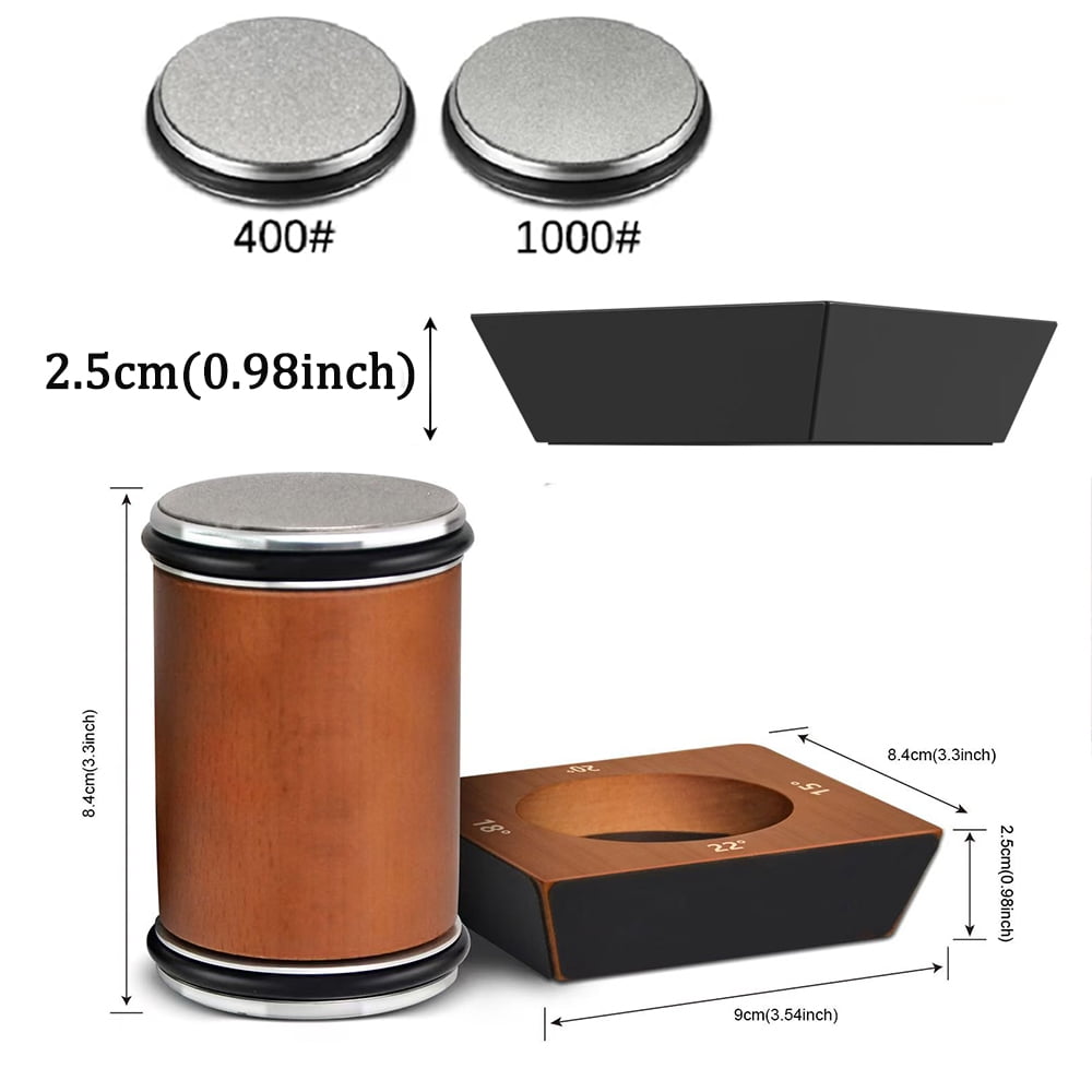 Rolling Knife Sharpener System Kit,4-Angle Tumbler Double Diamond 400 1000 Discs Sharpening Stone for Kitchen Knives