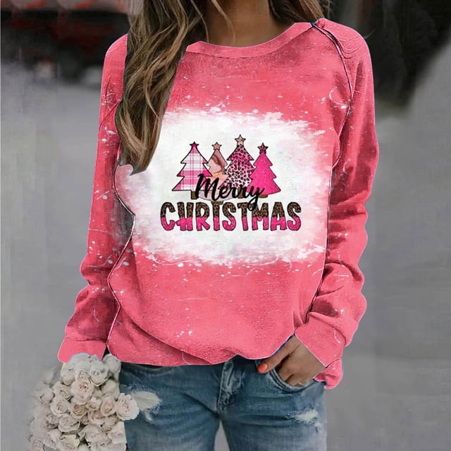 Qiopertar Femmes Décontracté Manches Longues Col Rond Hauts Chemises Amples Blouse Imprimé Saint-Valentin Chandail en Molleton Graphique Liquidation Livraison Gratuite à Moins de 5$ jusqu'à 90 % de Réduction