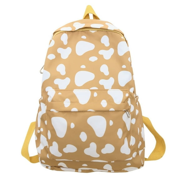 Btomtd Cow Print Fashion Backpacks, Versatile Large Capacity Schoolbag for Student, Casual and Fresh Style Travel Backpack, Yellow