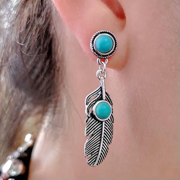HOOUN Boho Vintage 925 Silver Dangle Drop Earrings Ear Hook Moonstone Women Jewelry-Style 5