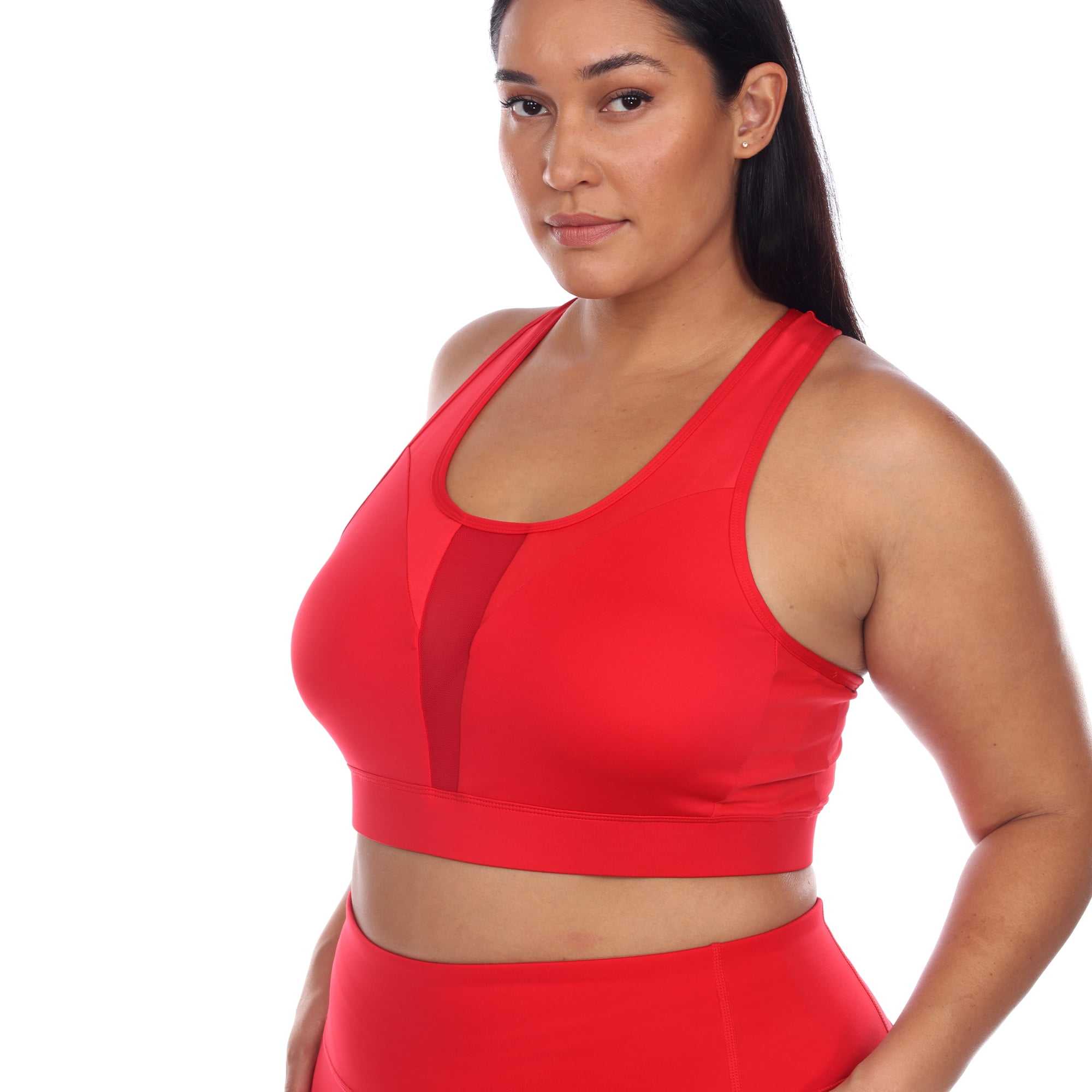White Mark Women's Plus Size Racer Back Nylon Spandex Sports Bra