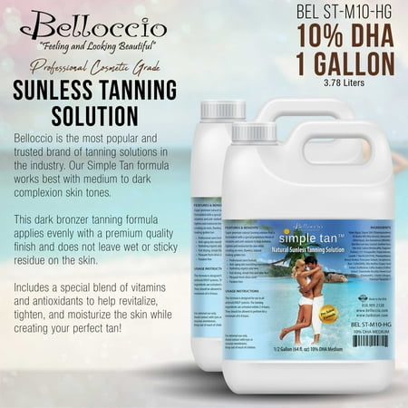 Gallon Belloccio Simple Tan 10% DHA Med. Sunless Airbrush Spray Tanning Solution