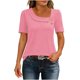 thumbnail image 1 of Tops de Mujer Casual Color Sólido Manga Corta Botón, Blusa Elegante para Primavera Verano Diario, 1 of 6