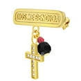 thumbnail image 2 of Gold Plated Religious Cross Simulated Azabache Evil Eye Protection Pin Brooch, 2 of 5