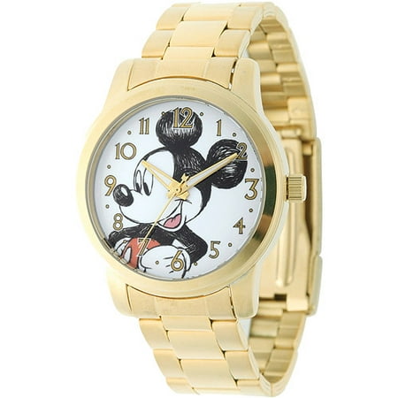 Disney Mickey Mouse Men's Casual Alloy Case Watch, Gold Bracelet