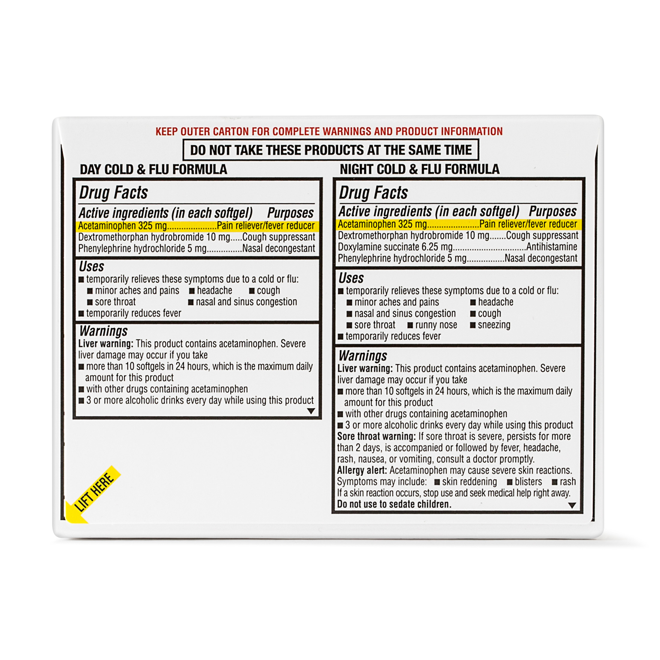 Equate Cold & Flu Formula, 12 Non-Drowsy Softgels, 8 Night Softgels