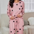 thumbnail image 2 of Joyshaper Womens Cotton Pajama Set Long Sleeve Tops Jogger Pants with Pockets Loungewear Sets(Pink Stars-2X), 2 of 7