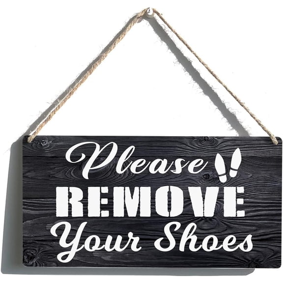 New Wood Sign 10x5 Inch Door Sign No Shoes Sign Please Remove Your Shoes Hanging Wooden Wall Sign Home Garden Yard Signs Plaque