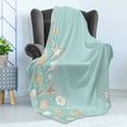 thumbnail image 4 of Shell Soft Flannel Fleece Throw Blanket, Thin Lines and Various Creative Seashells Beach Party Theme, Cozy Plush for Indoor and Outdoor Use, 60" x 80", Seafoam Warm Taupe, by Ambesonne, 4 of 5
