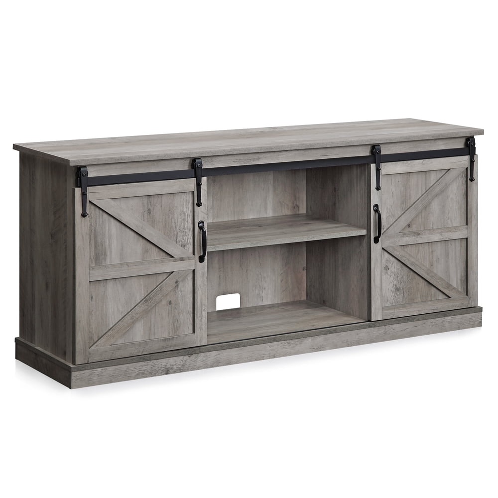 BELLEZE Modern Farmhouse Style 58"TV Stand W/Sliding Barn Door Console