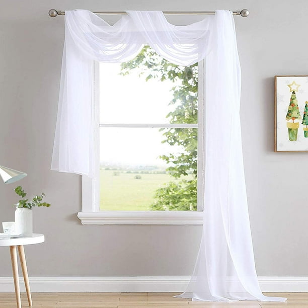 Paneles de cortinas con dosel para cama 236, decoración del hogar, cenefa de bufanda de gasa transparente para boda (1 panel, 60 x 236, blanco)