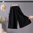 thumbnail image 6 of VBEWZET Girls Ice Silk Wide Leg Culottes, Elastic Waist Flowy Capri Pants Elastic Waist Casual Summer Trousers for Kids & 5-15 Years Black 14-15 Years, 6 of 6