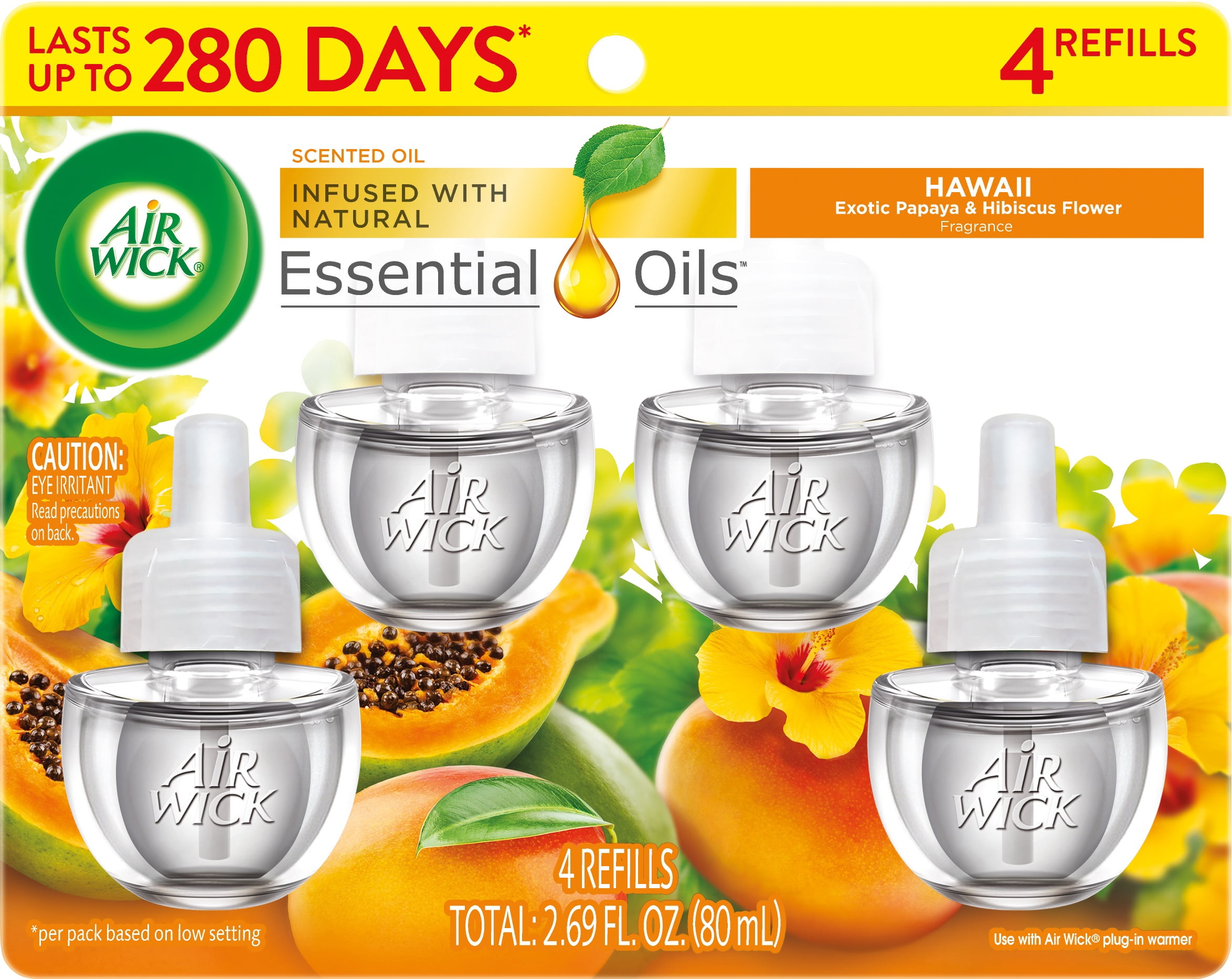 (5 pack) Air Wick Plug-In Scented Oil Warmer Refills Hawaii Papaya and Hibiscus 4 Count