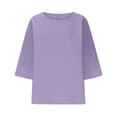 thumbnail image 3 of CUSTG Women Casual Blouses Simple Stylish Women Shirts For Everyday Wear Trendy 3/4 Sleeve Blouses For Summer Versatile Solid Color Tops Breathable Dailywear, 3 of 3