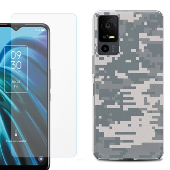 OneToughShield ® for TCL 40 XE 5G Shockproof Fashion Phone Case, with Tempered Glass Screen Protector - Digital Camo