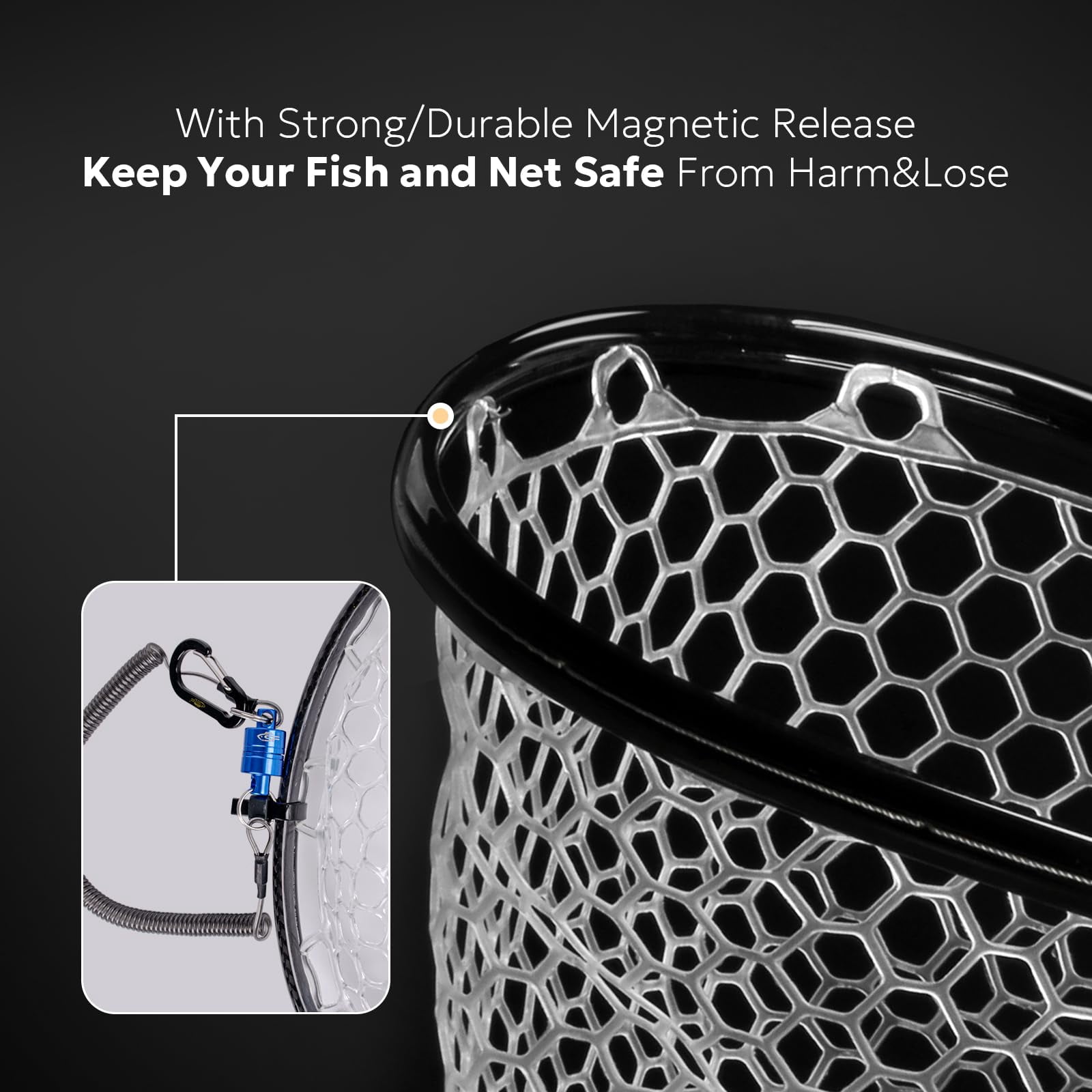 Fly Fishing Landing Net Soft Rubber Mesh Trout Catch And Release