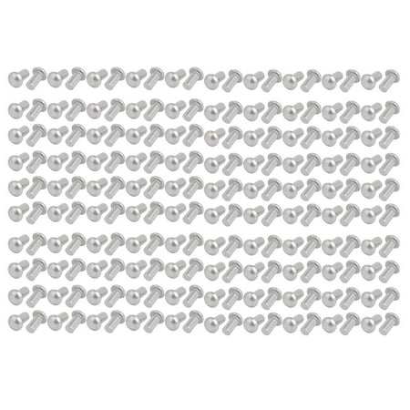 

200pcs M4 x 8mm Aluminum Half Round Head Solid Rivet Fastener Silver Tone