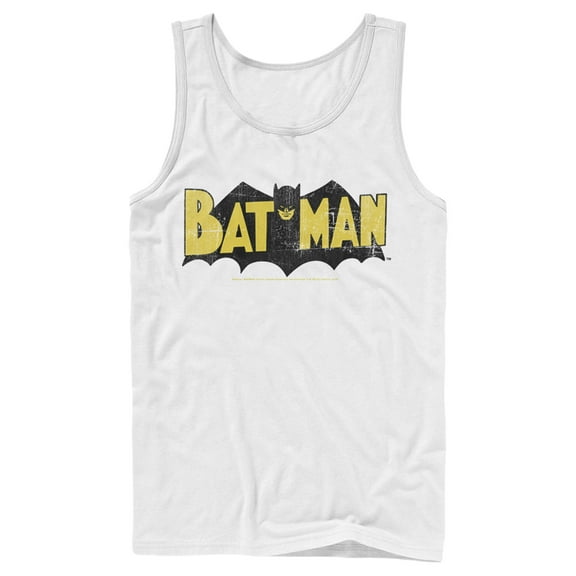 Men's Batman Logo Vintage Tank Top White 2X Large