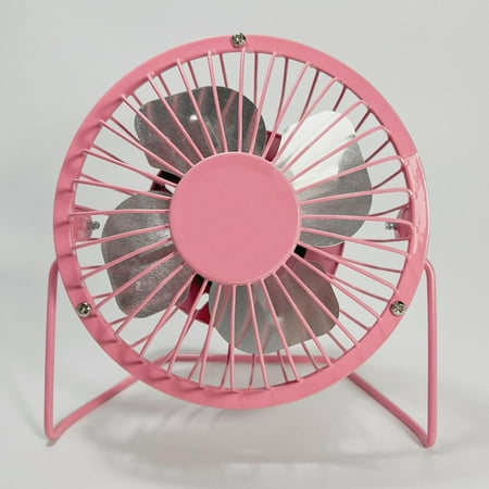 

Happon 4 USB Mini Desk Fan Small Desktop Fan Quiet and Powerful Metal Design USB Powered (Pink)