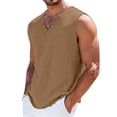 thumbnail image 3 of Linen Tank Tops for Men Breathable V-Neck Sleeveless Shirts Relaxed Fit Summer Casual Big and Tall T-Shirt, M, 3 of 5