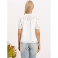 thumbnail image 3 of DARING DIVA Women's Eyelet Tops Puff Sleeve Embroidered Top Mock Neck Shirts XS White, 3 of 6
