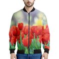 thumbnail image 3 of Chaqueta con cremallera y estampado de tulipanes coloridos para hombre y mujer, sudadera con estampado floral en 3D, chaquetas bomber de calle de manga larga geniales, 3 of 5
