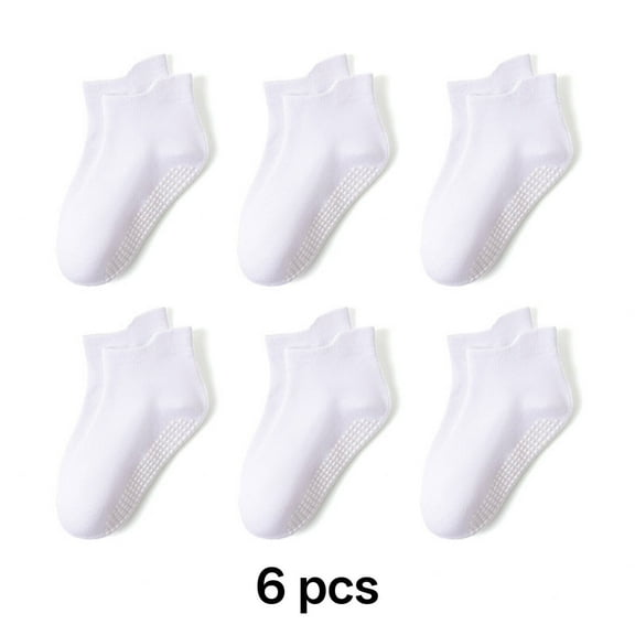 TELOLY 6 Pcs 3T Socks,Comfortable Fabric Toddler Crew Socks,Non-Slip Toddler Socks 2T-3T,Style 1