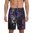 thumbnail image 1 of Fotbe Purple-Eyed Floral Leopard Pantalones Cortos de Pijama para Hombre, Ropa de Dormir, Pantalones de Pijama Cortos para Hombre-X-Large, 1 of 6