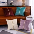 thumbnail image 4 of Christmas Green Velvet Throw Pillow Covers 22x22 Pack of 2 with Gold Leather Forest Green Decorative Couch Pillowcase Luxury Modern Pillow Cover for Living Room Bedroom Sofa Cushion Bed, 4 of 7