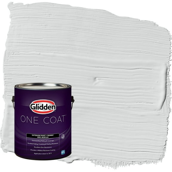 Glidden One Coat Thin Ice / Gray Satin Exterior Paint with Primer, 1 Gallon