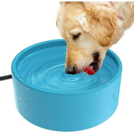 6 Qt Blue Heated Pet Water Dish Electric Cat Dog Bowl with Gallon Heater Walmart