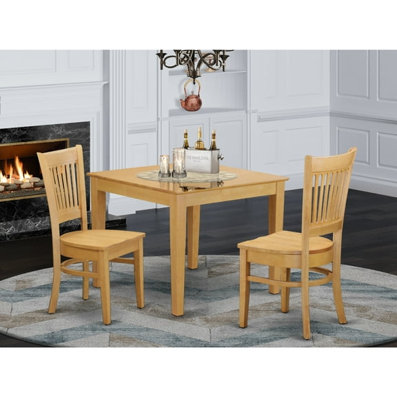 East West Furniture Oxford 3-piece Wood Kitchen Table and Dining Chairs in Oak